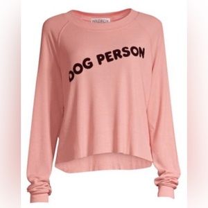 Wildfox Monte Dog Person Thermal Crop Top Peachy-Pink Size M, New w/o Tag